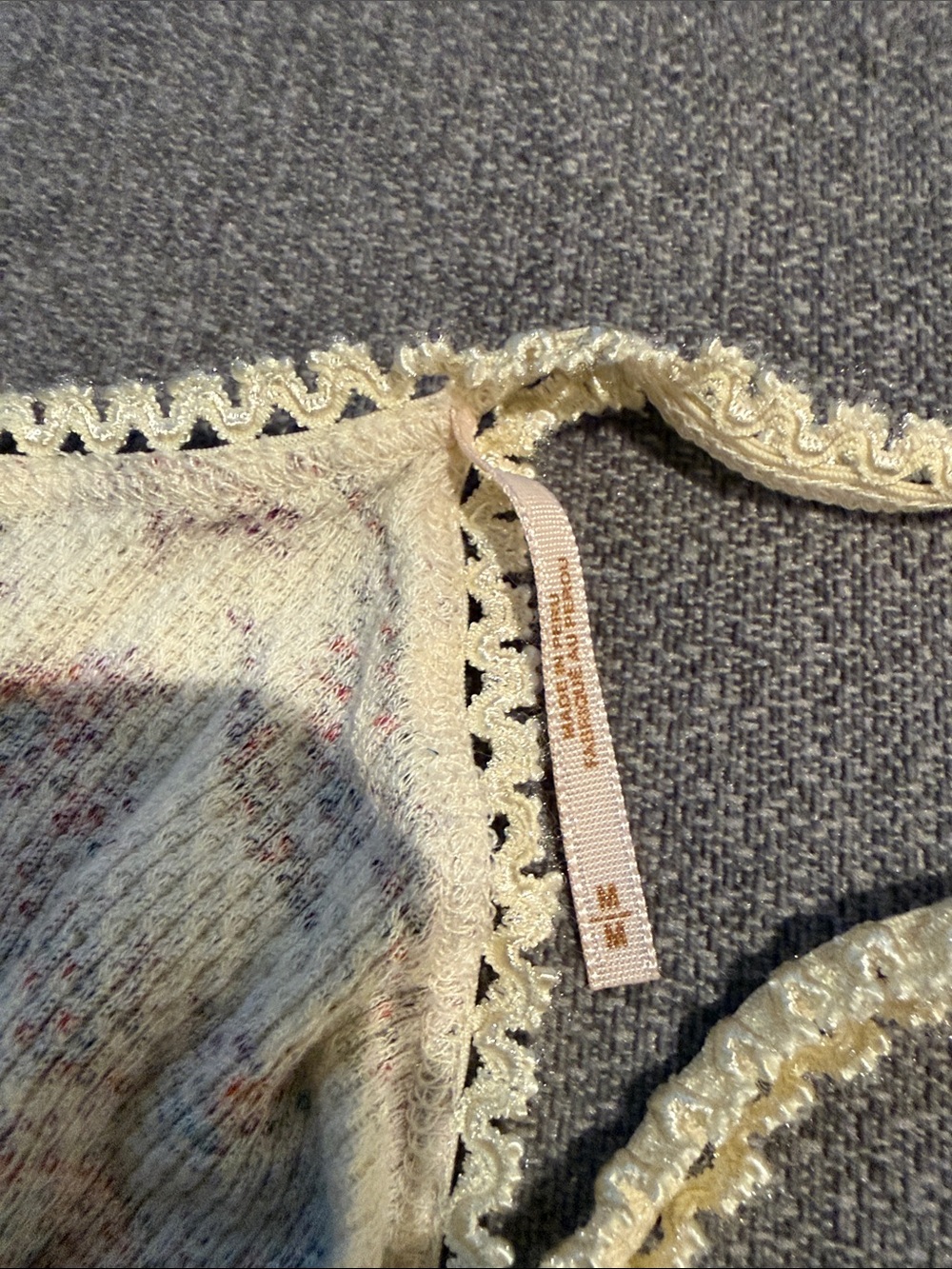 Free people vintage Knit tank Cream Base with Multicolor Floral Print - Picture 2 of 6